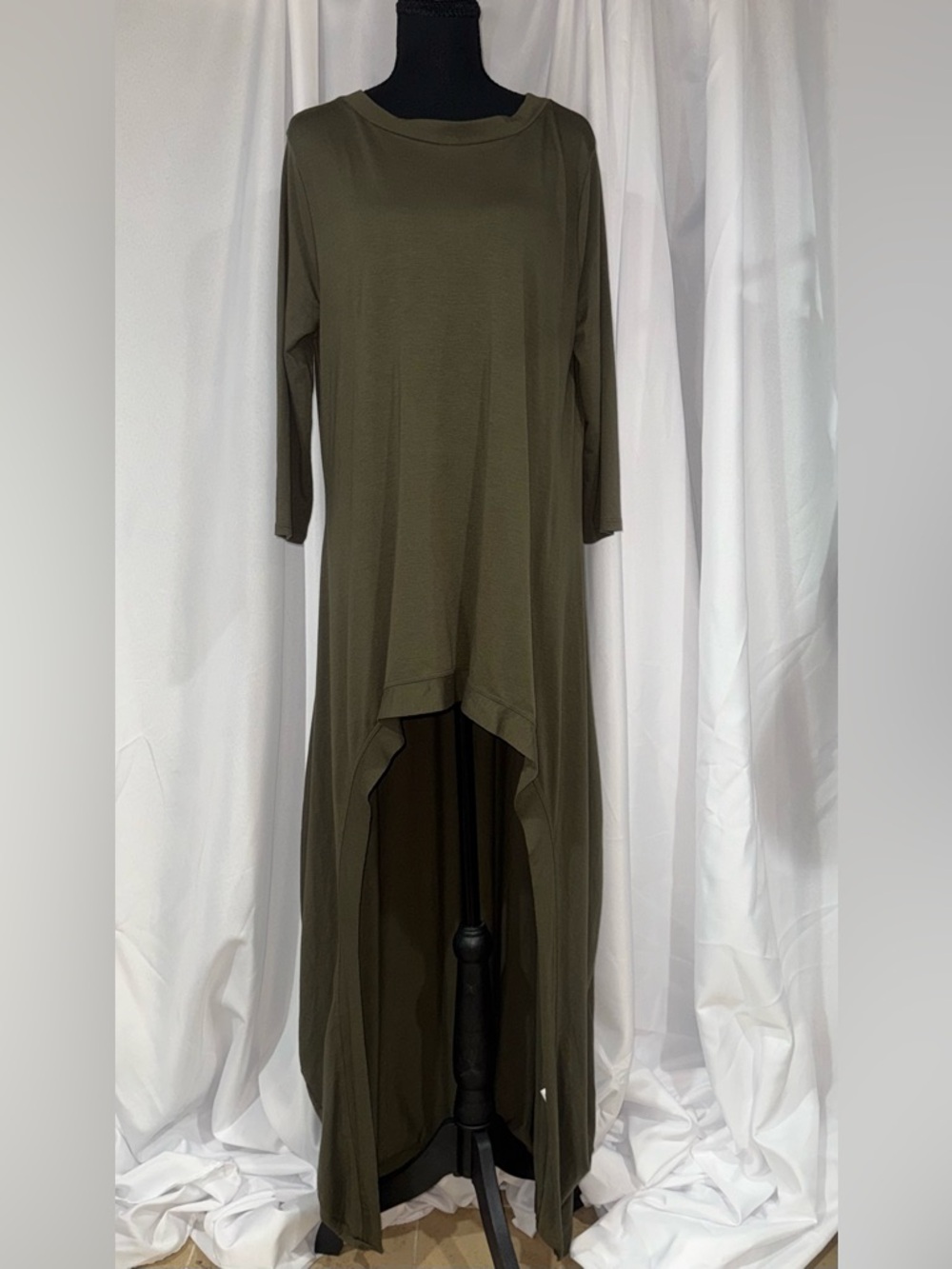 Zenana Outfitters Olive High-Low Maxi Tunic Dress